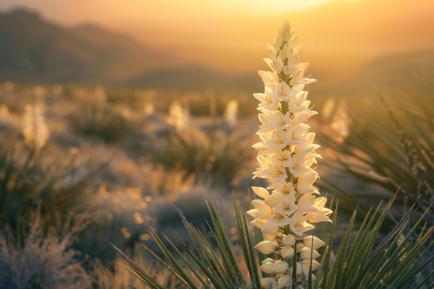A Yucca Plant in the Desert at Sunset Background photo