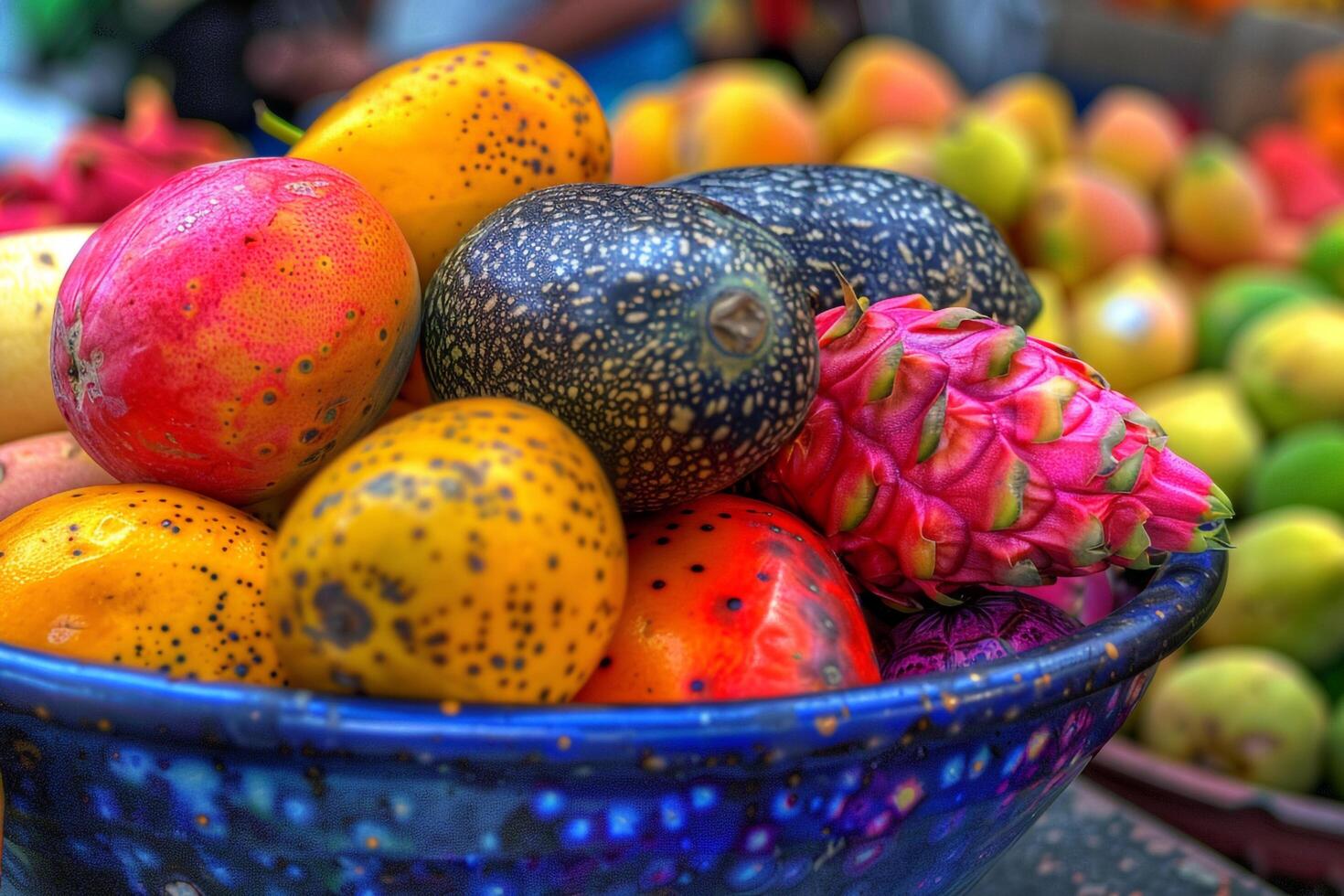 A Bowl of Fruit Sitting on a Table Background photo