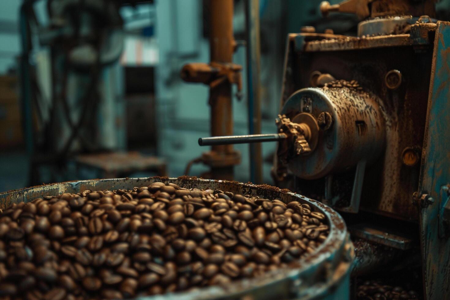 Coffee Beans Being Ground in a Coffee Machine with Background photo