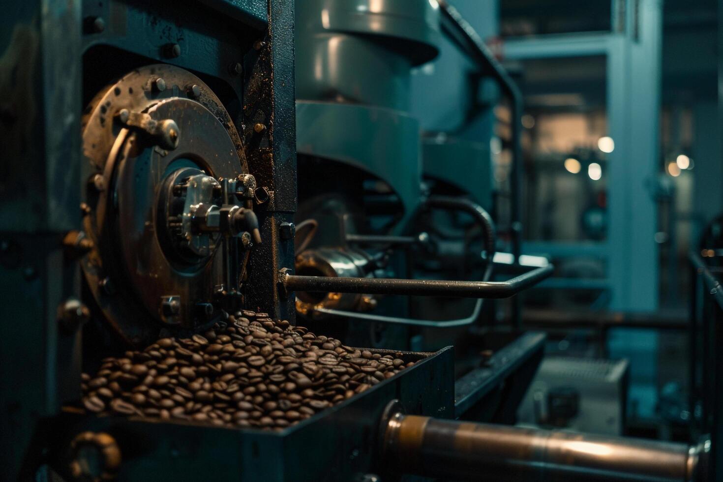 Coffee Beans Being Processed in a Factory with Background photo