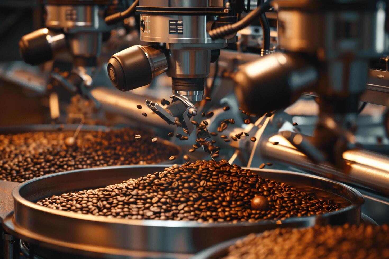 Coffee Beans Being Processed in a Factory with Background photo