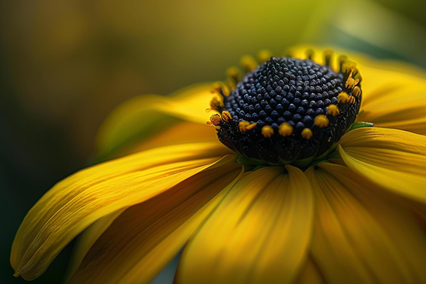 a  of a yellow flower with a blue center background photo