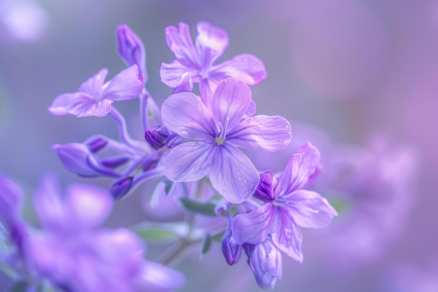 Purple Flowers in Blurry Photo with Background