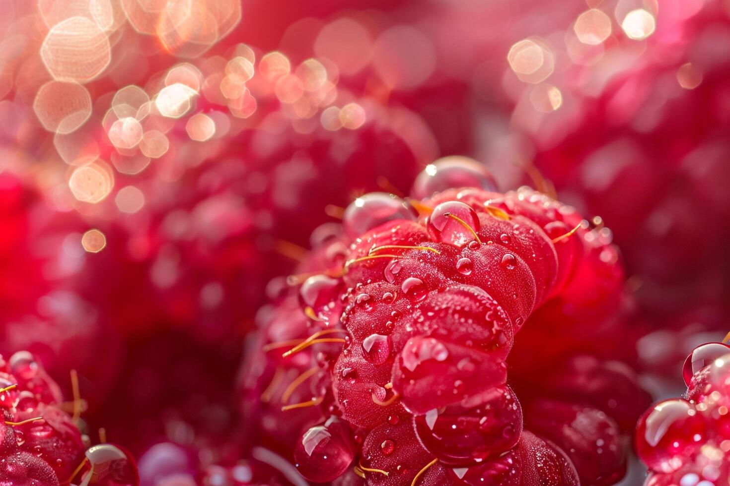 Raspberries with Water Droplets Background photo