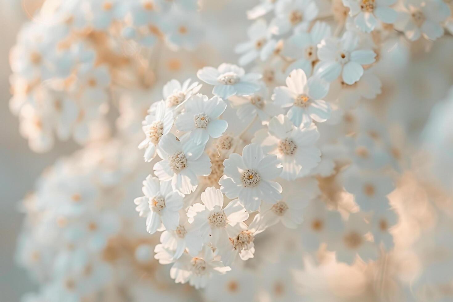 White Flowers on a Tree with Green Leaves Background photo
