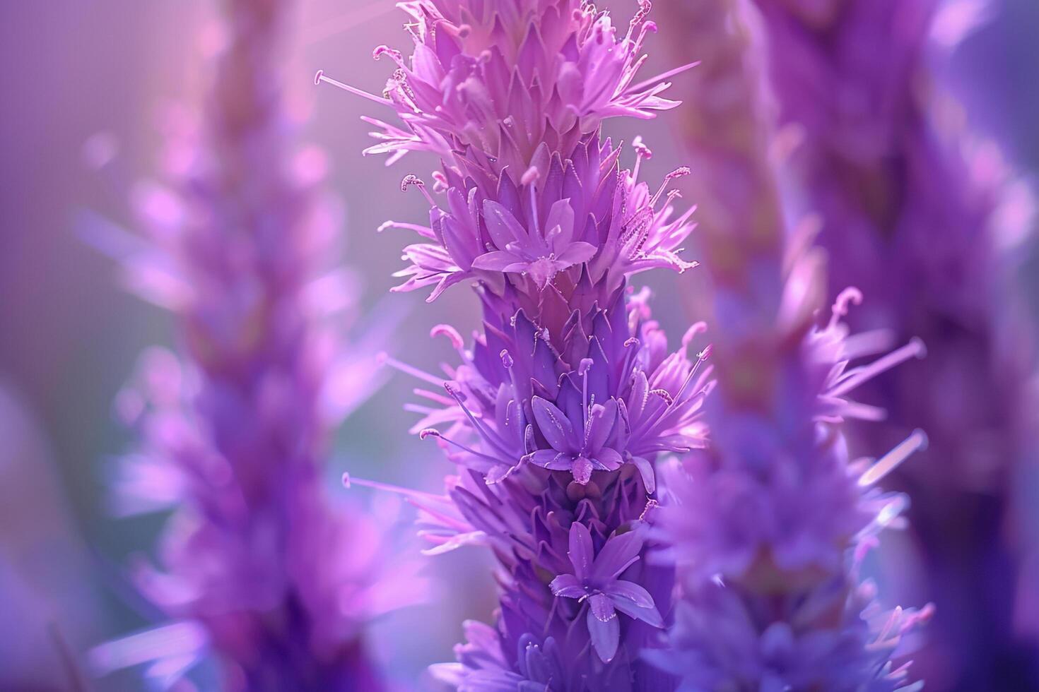 Purple Flowers with Sunlight Shining Through photo