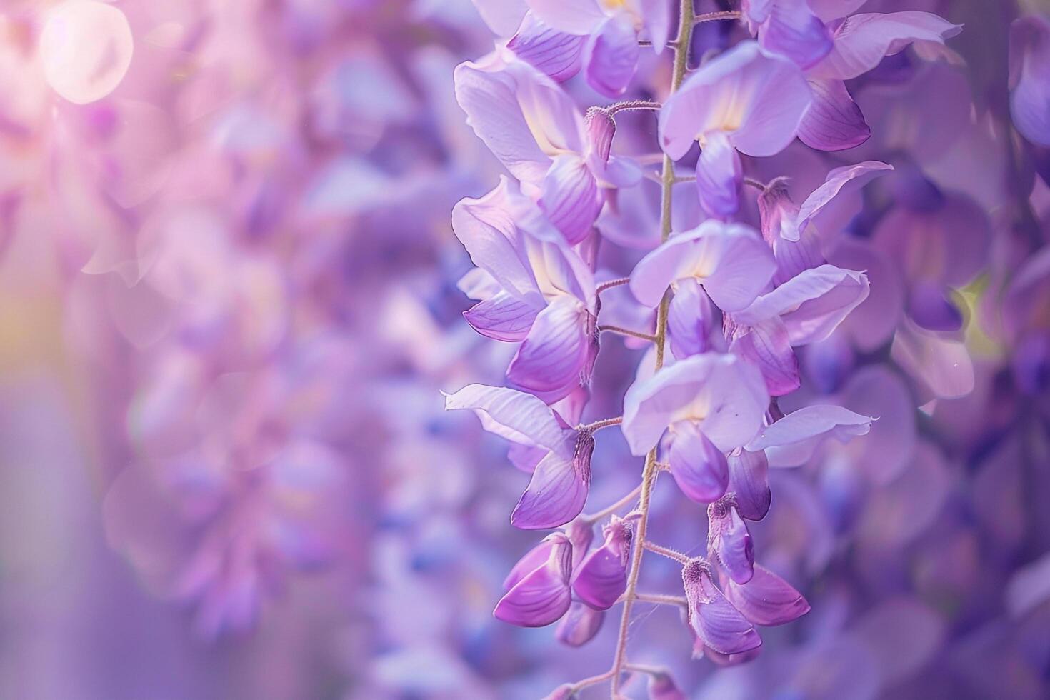 Purple Flowers Hanging from a Tree in the Sunlight photo