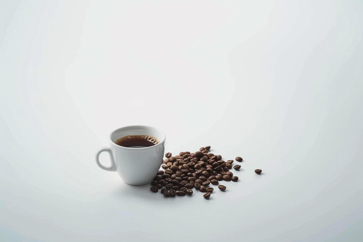coffee beans and cup on white background photo