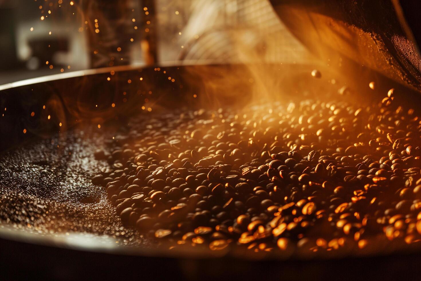 Coffee Beans Roasted in a Large Pot Background photo