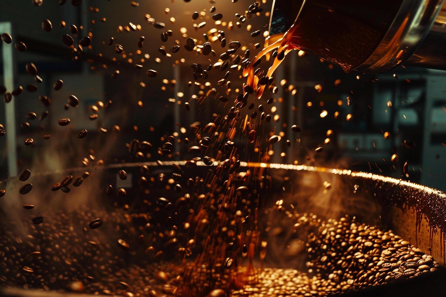 Coffee Bean Poured into a Coffee Pot Background photo