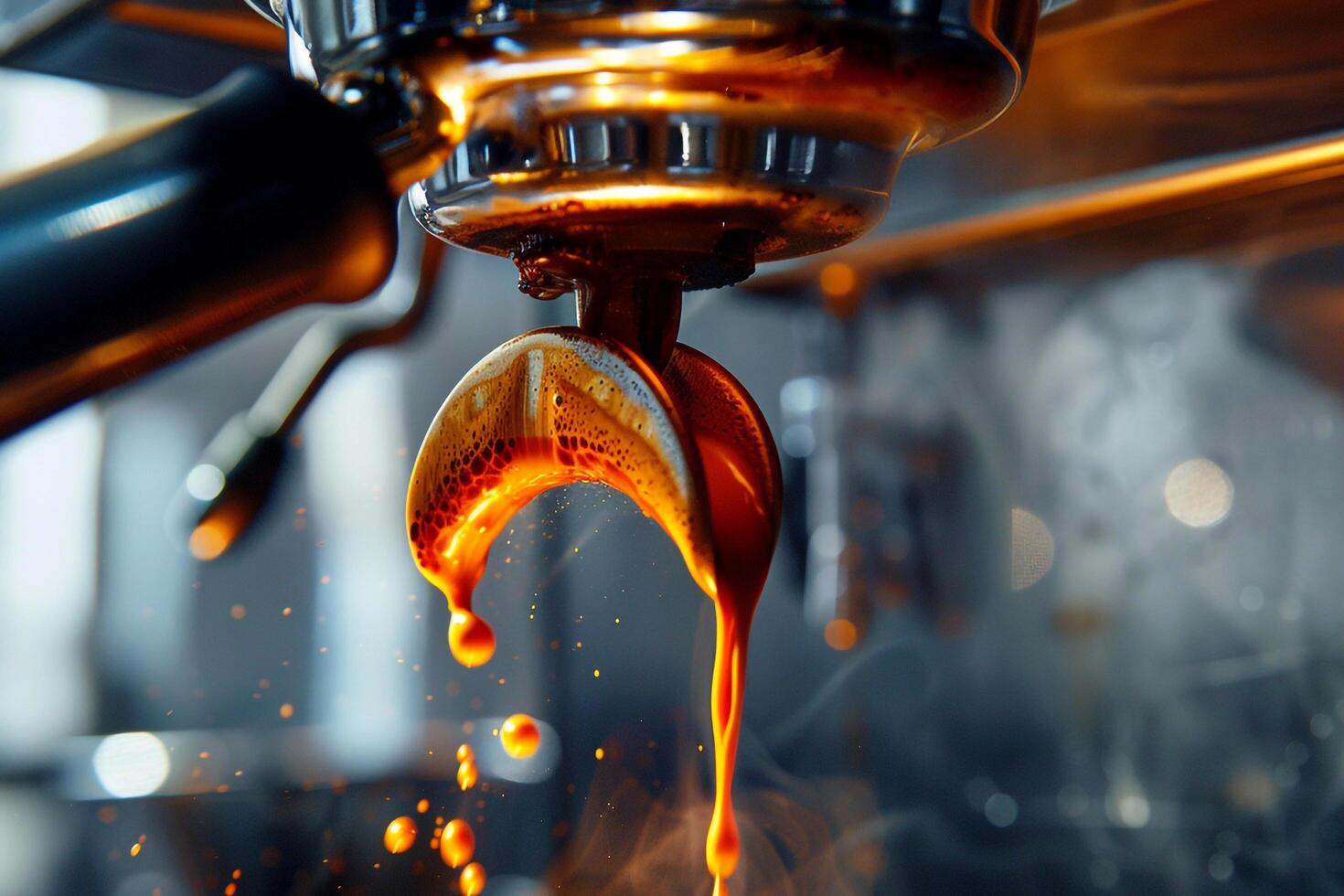 Coffee Machine Pouring Coffee into a Cup Background photo