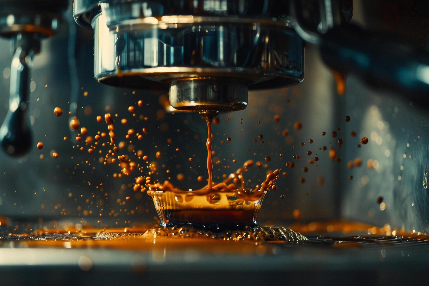 Coffee Machine Pouring Coffee into a Cup Background photo