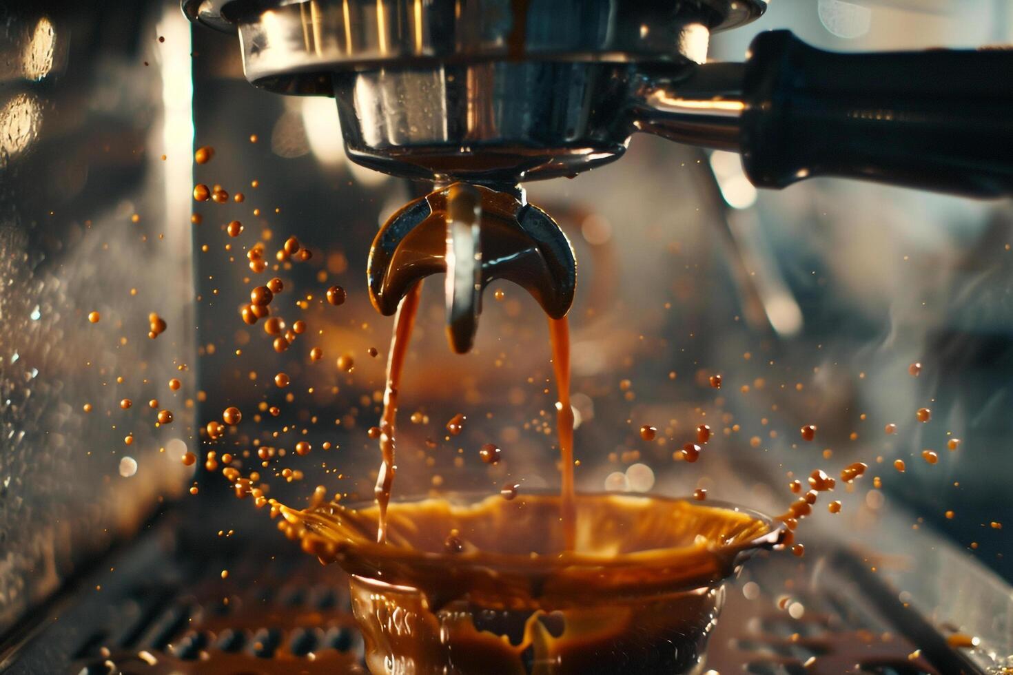 Coffee Machine Pouring Coffee into a Cup Background photo