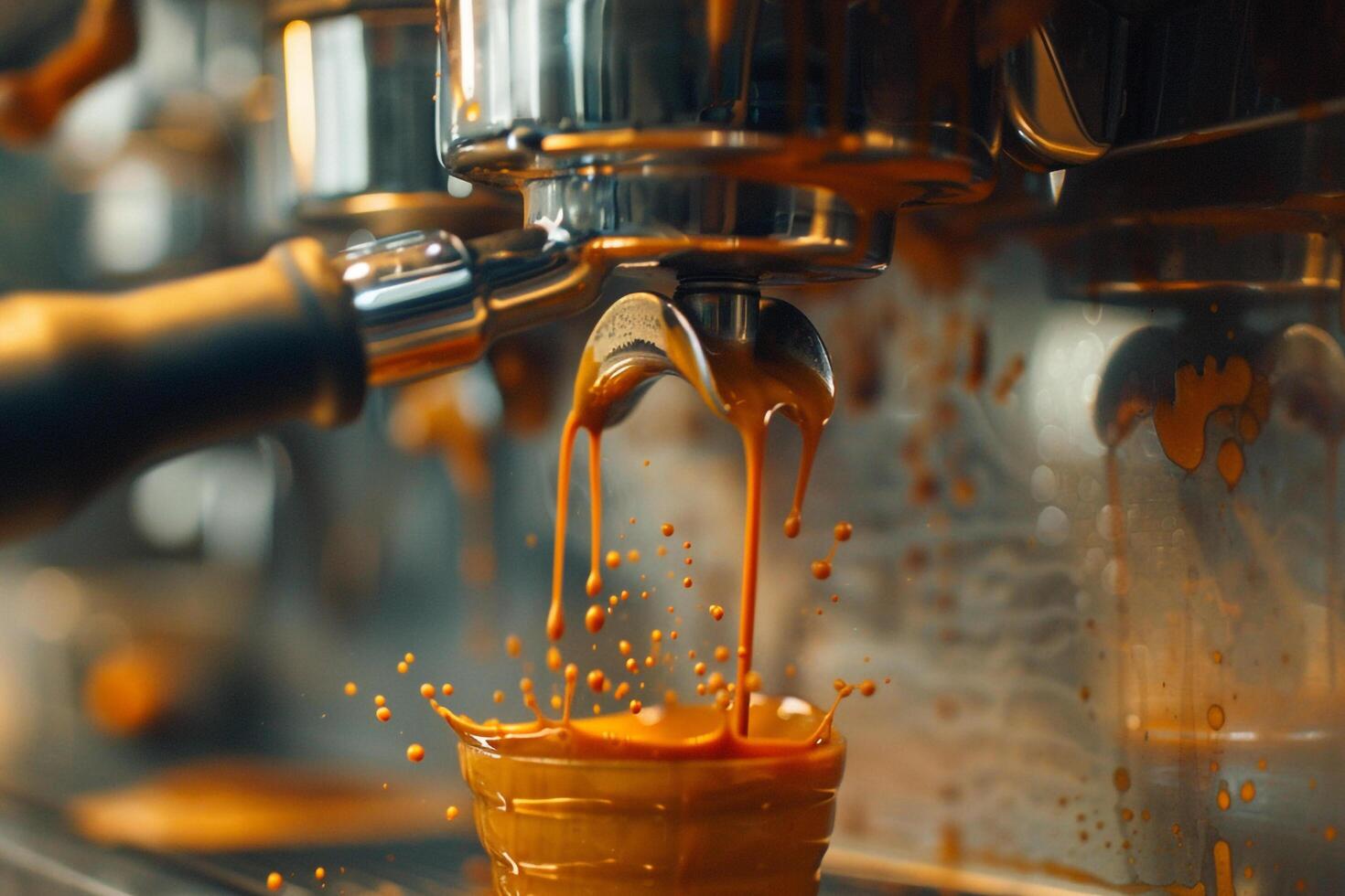 Coffee Machine Pouring Coffee into a Cup Background photo