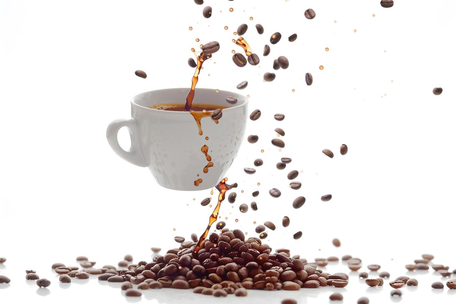 Coffee Beans Falling into Cup Background photo