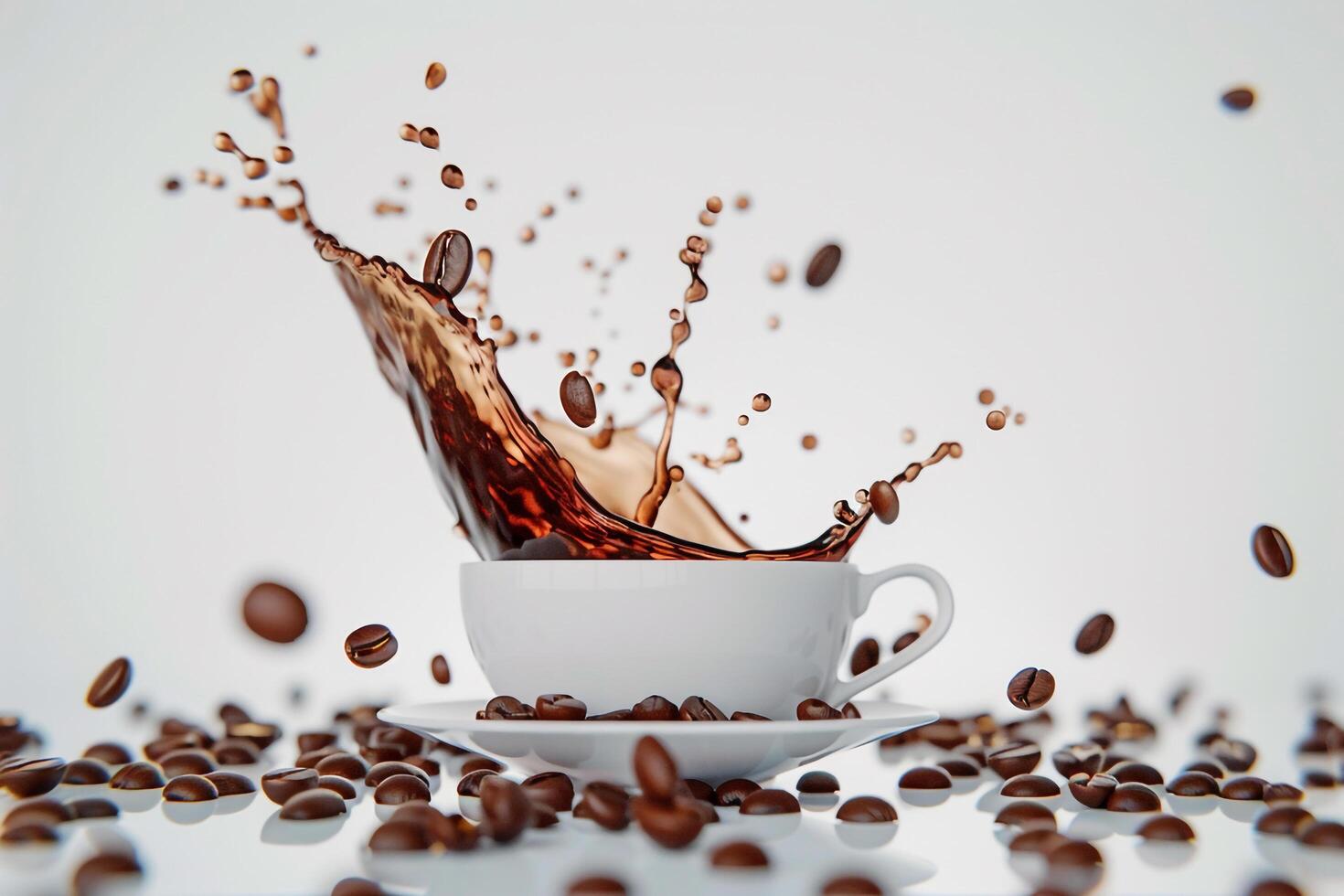 Coffee Beans and Splash of Coffee Background photo