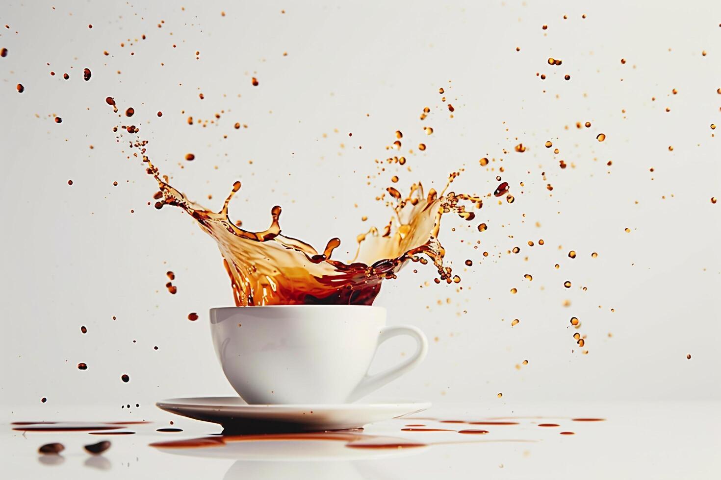 Cup of Coffee Splashing with Water Background photo