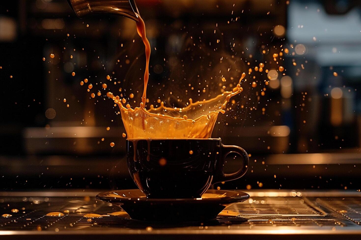 Cup of Coffee Being Poured into Cup Background photo