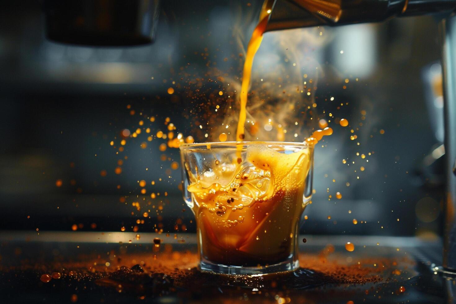 Coffee Being Poured into Glass Background photo