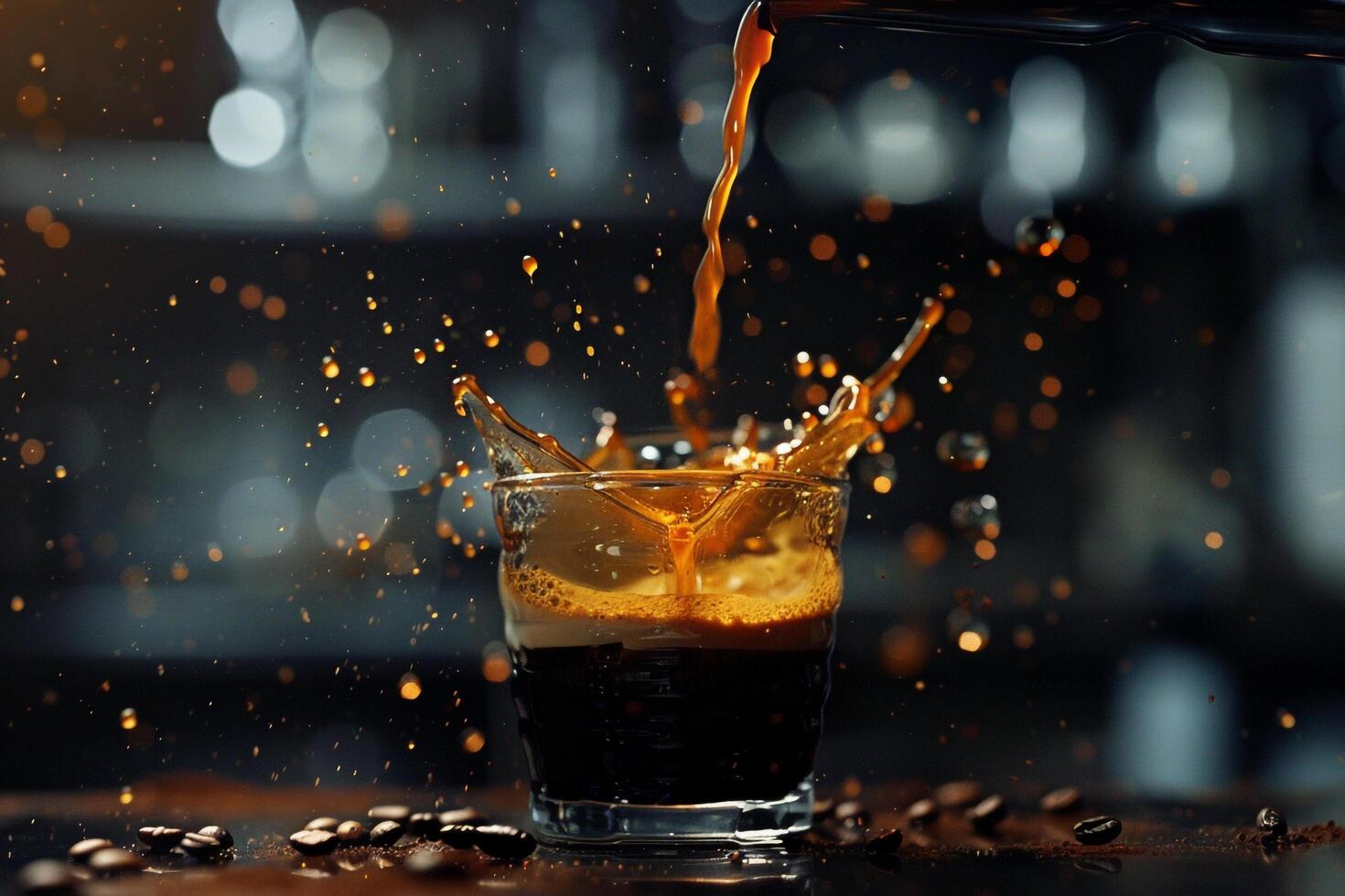 Glass of Coffee Being Poured into Glass Background photo
