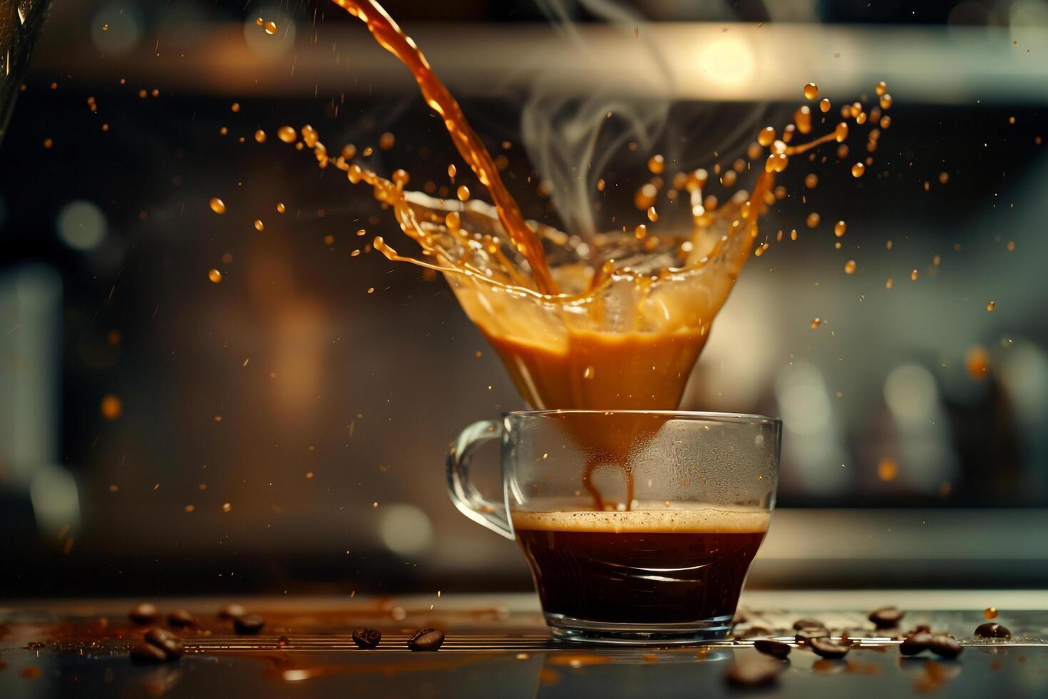 Coffee Being Poured into Cup Background photo