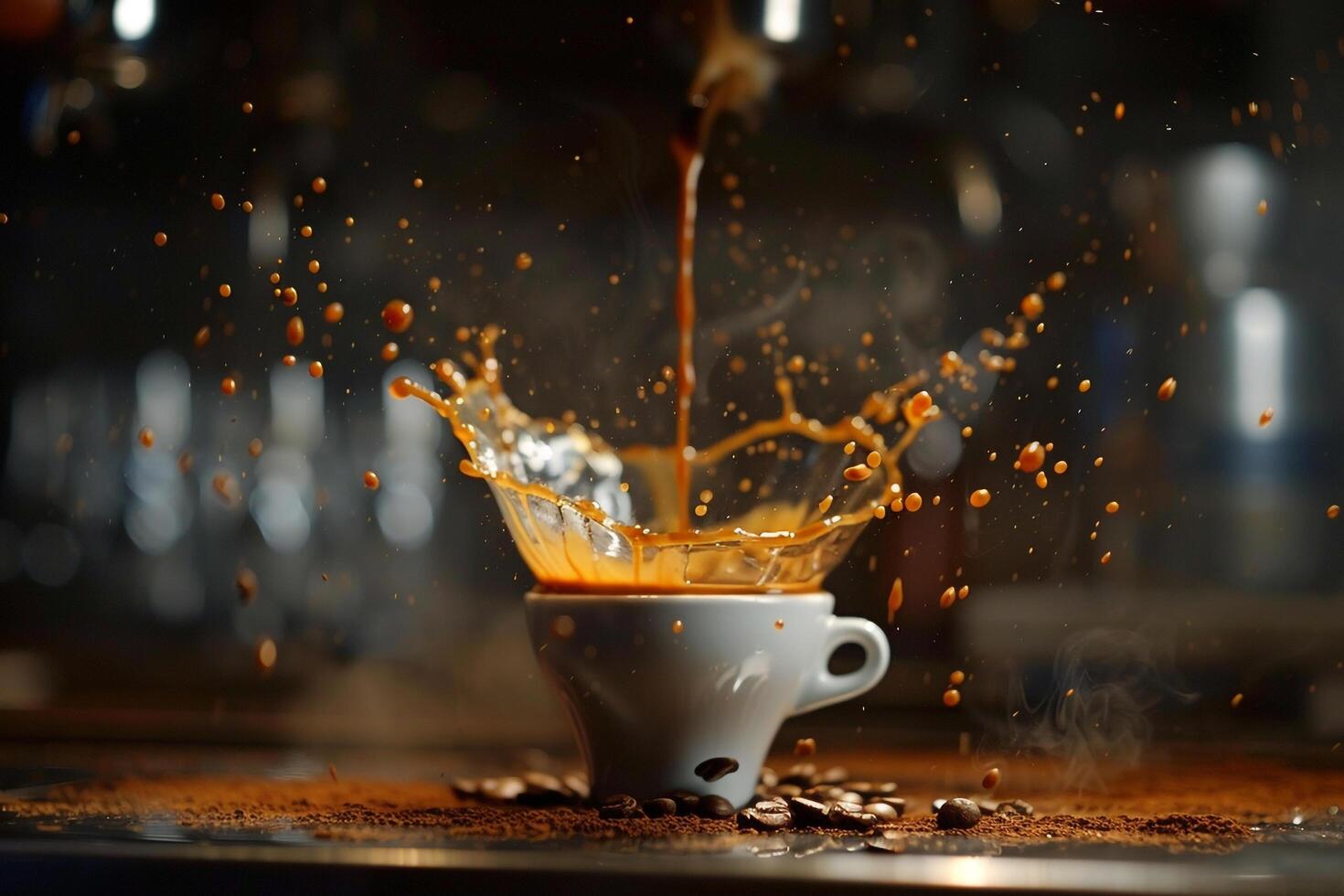 Coffee Splash on Cup of Coffee Background photo