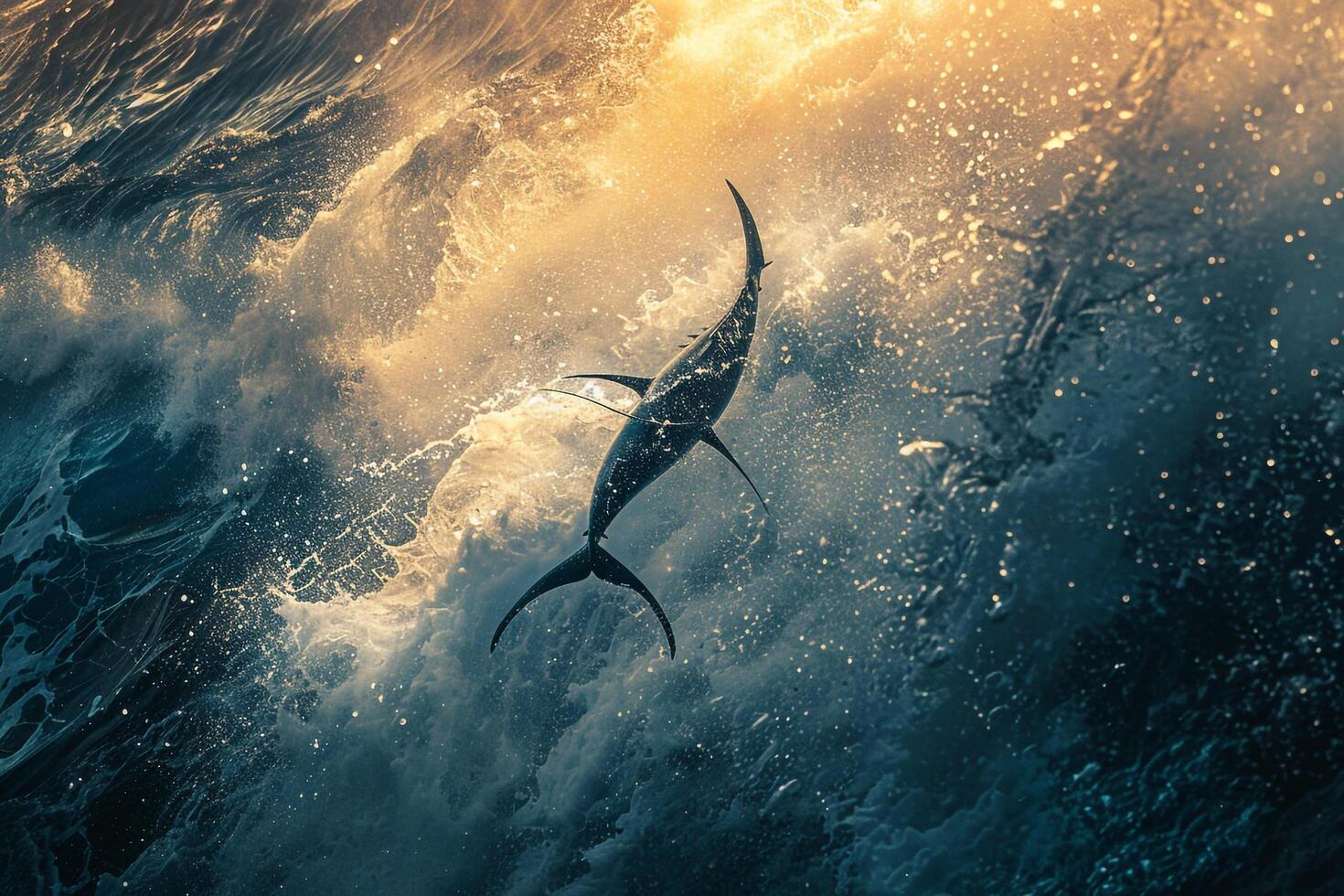 Large Fish Swimming in the Ocean on Natural Background photo