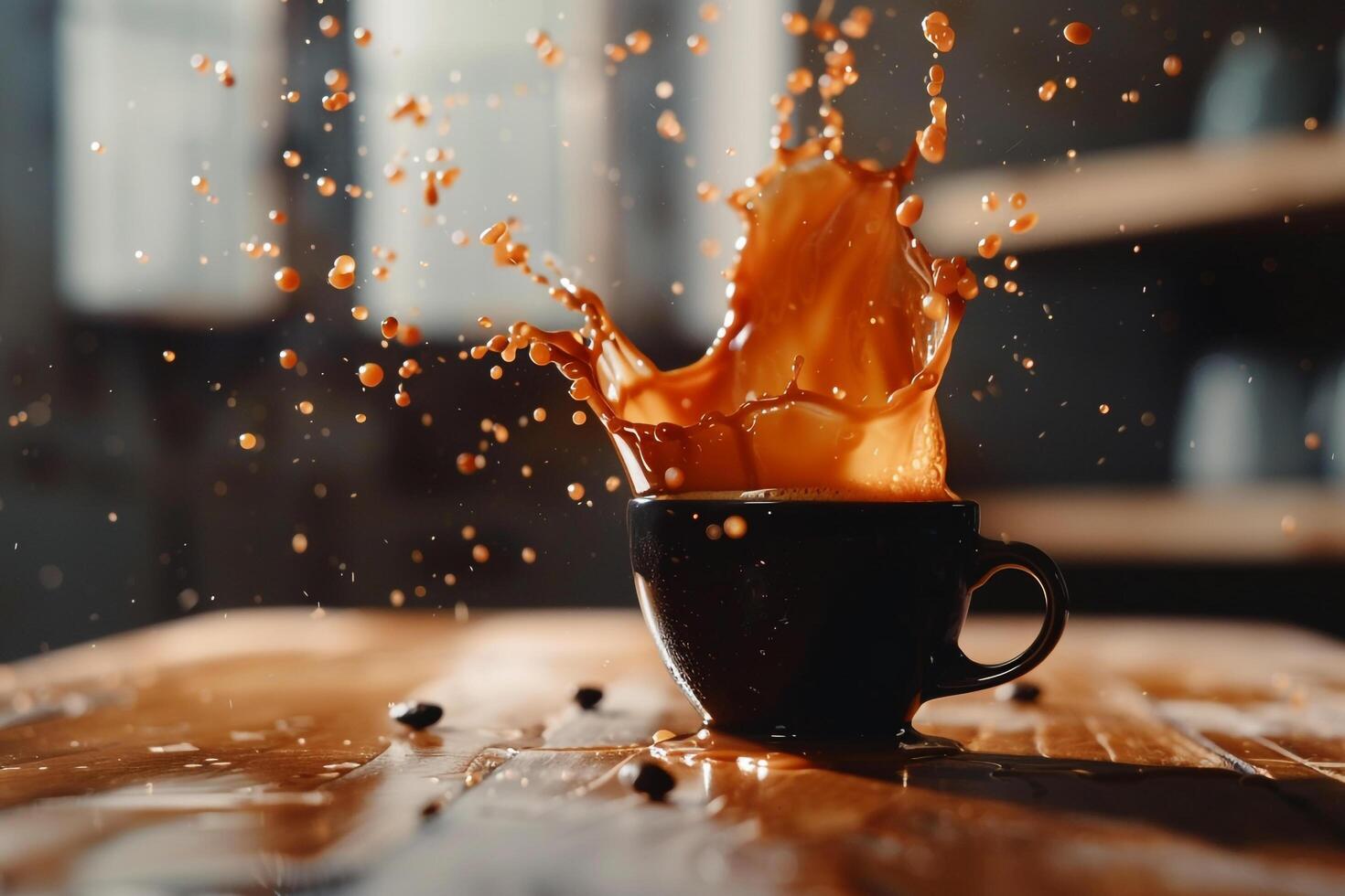 Coffee splash on a cup, background photo