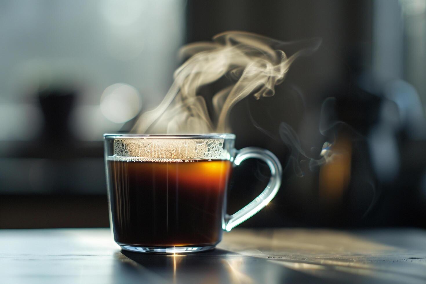 A cup of coffee with steam coming out of it, background photo