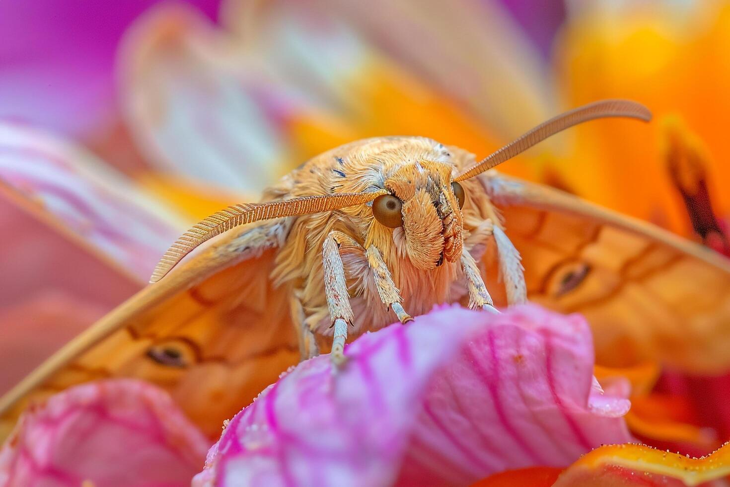 Moth Sitting on Flower Background photo