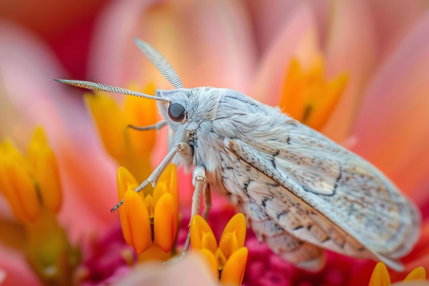 Moth Sitting on Flower Background photo