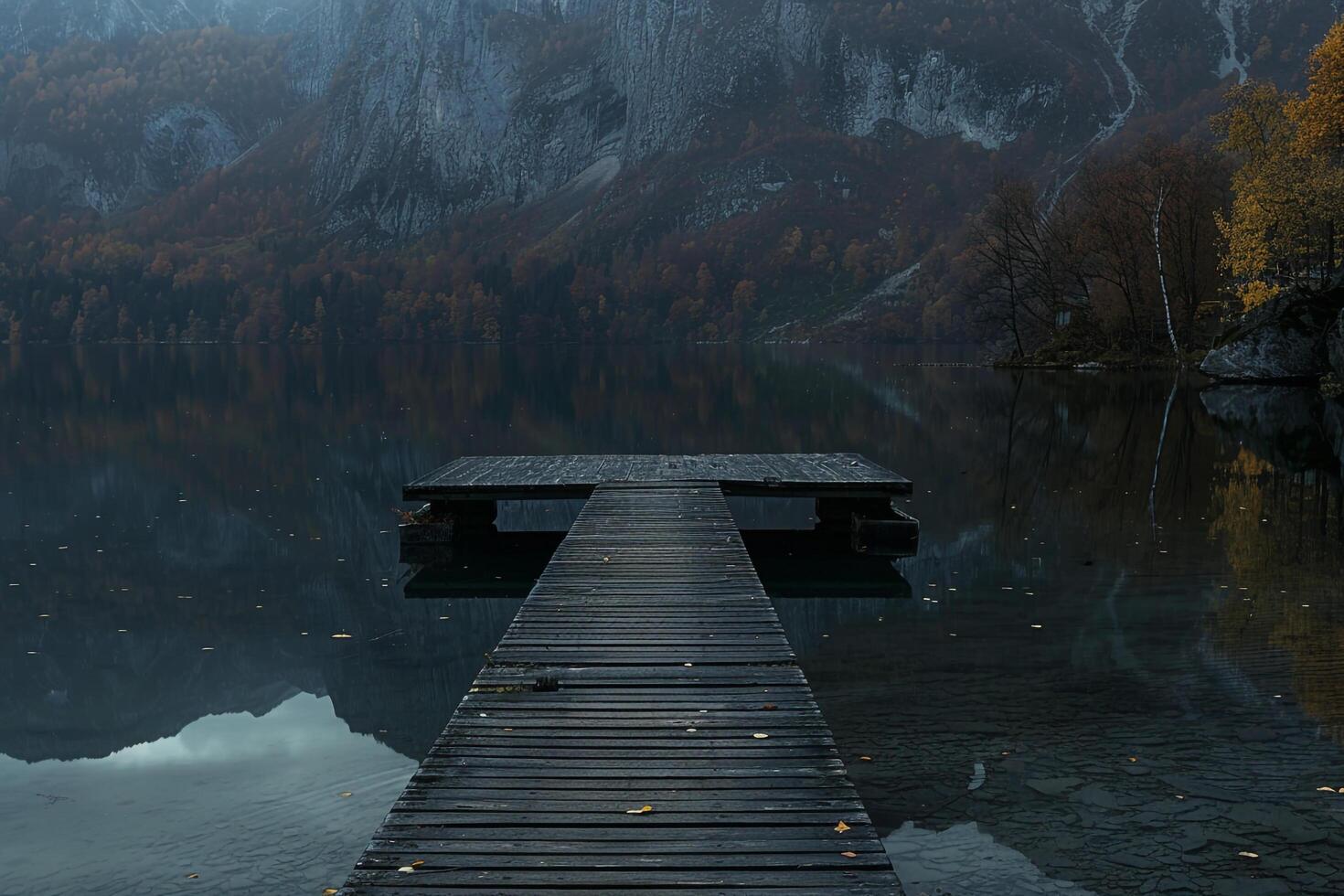 A Wooden Dock Extending into the Water Background photo