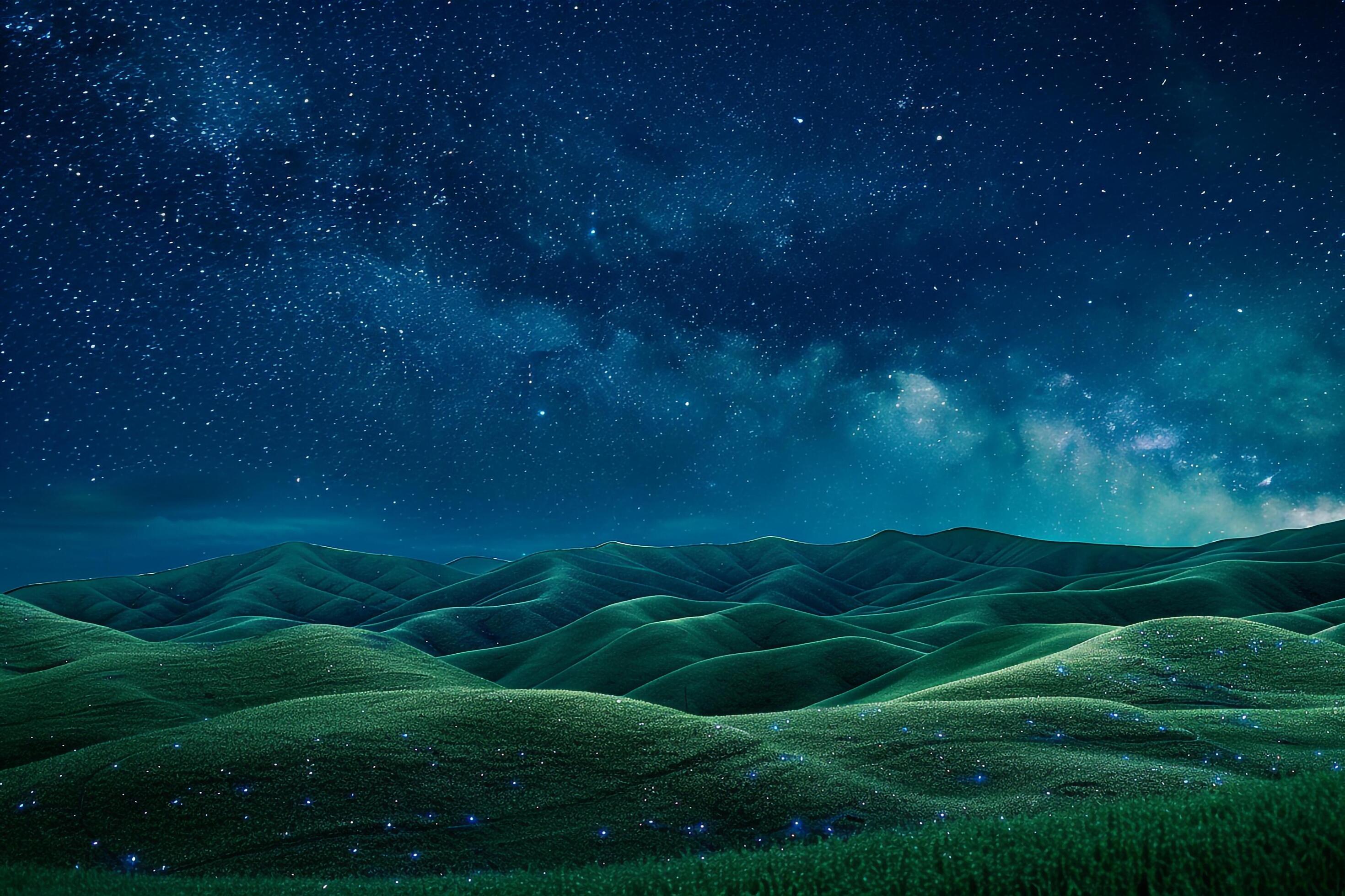the-night-sky-over-a-green-