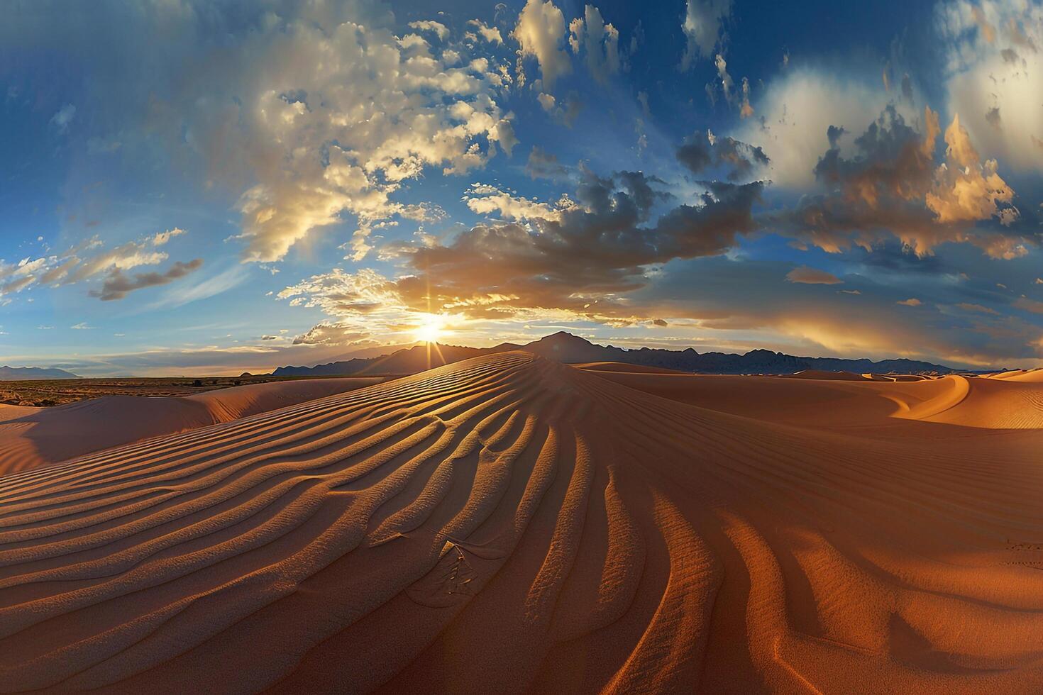 360 Degree Panorama Desert Sunset Background photo