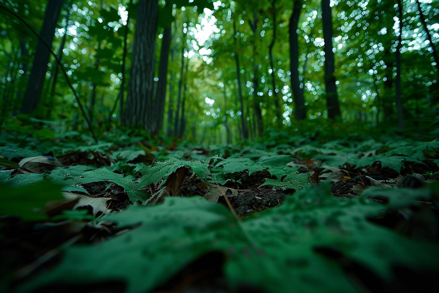 Forest with Lots of Green Leaves Background photo