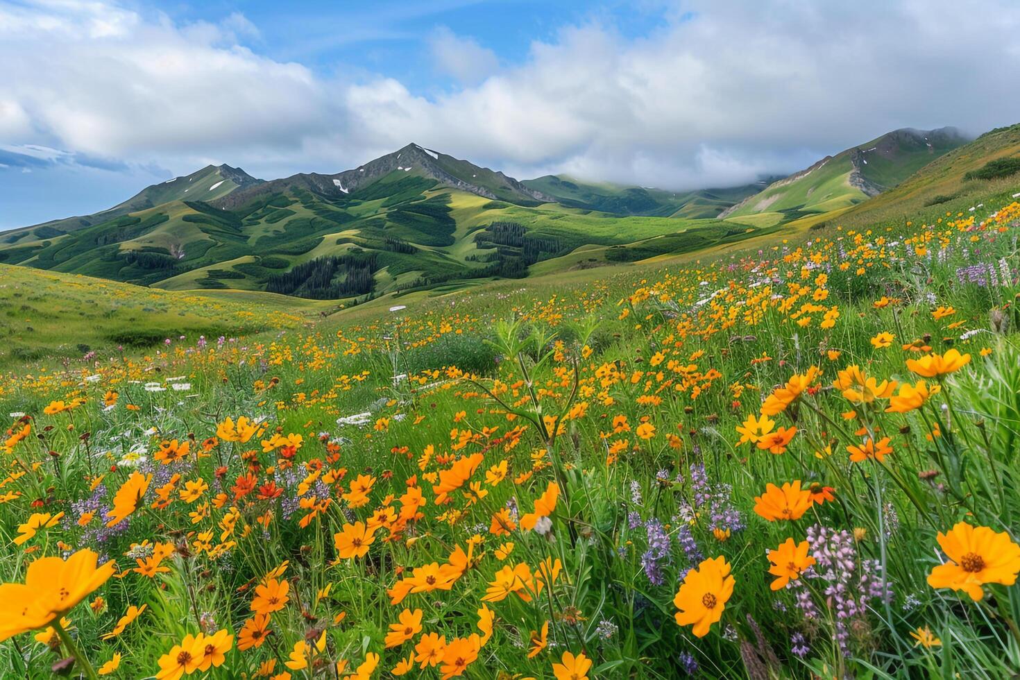 Wildflowers in the mountains of California background photo