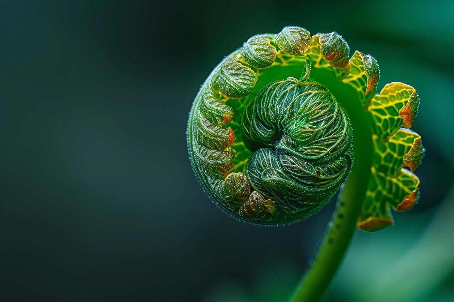 Fern leaf with a green center background photo