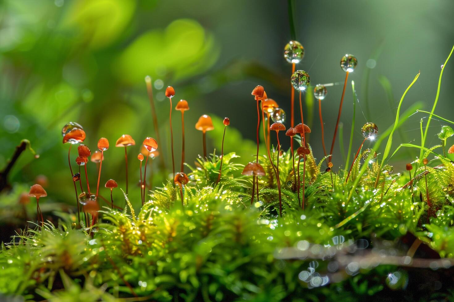 Moss and Water Droplets on the Ground Background photo