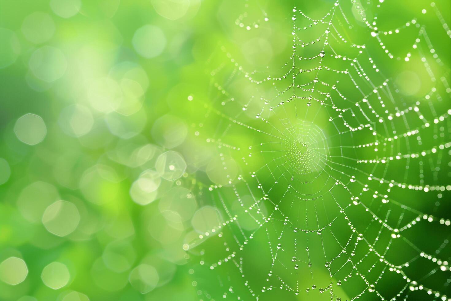 Spider Web is Covered with Dew Drops Background photo