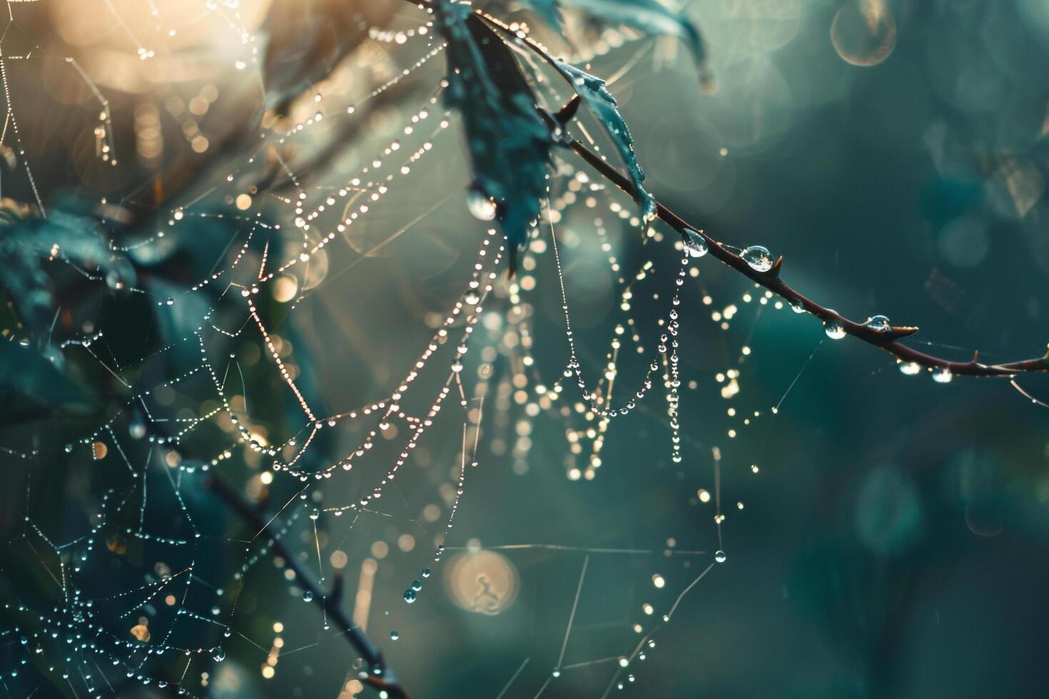 Spider Web with Dew Drops Background photo