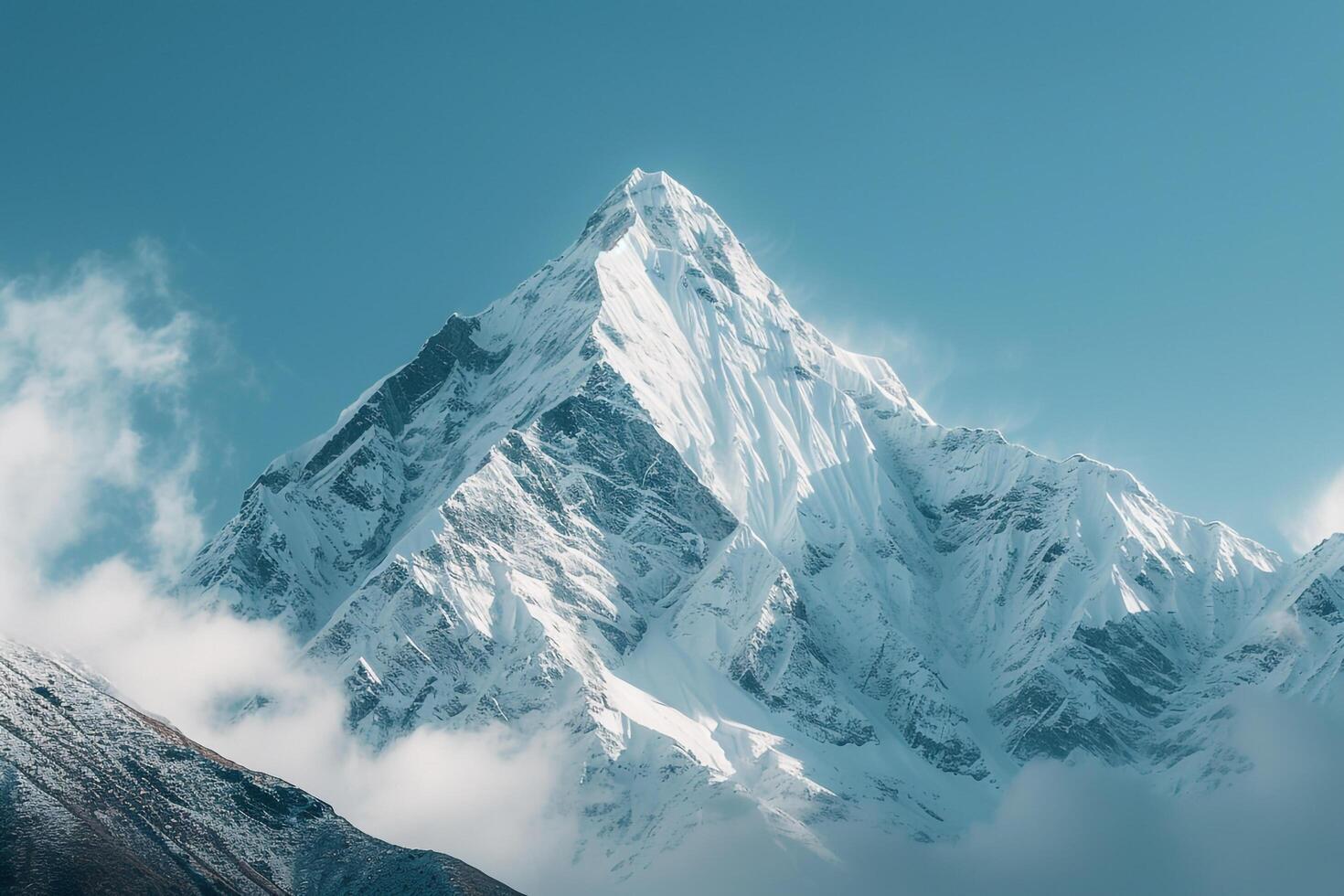 a mountain peak shown in the distance with a nature background photo