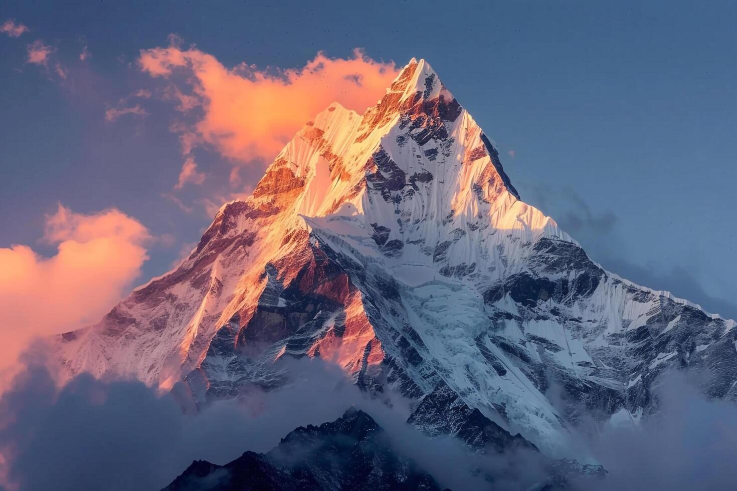 a mountain peak is shown in the sky background photo