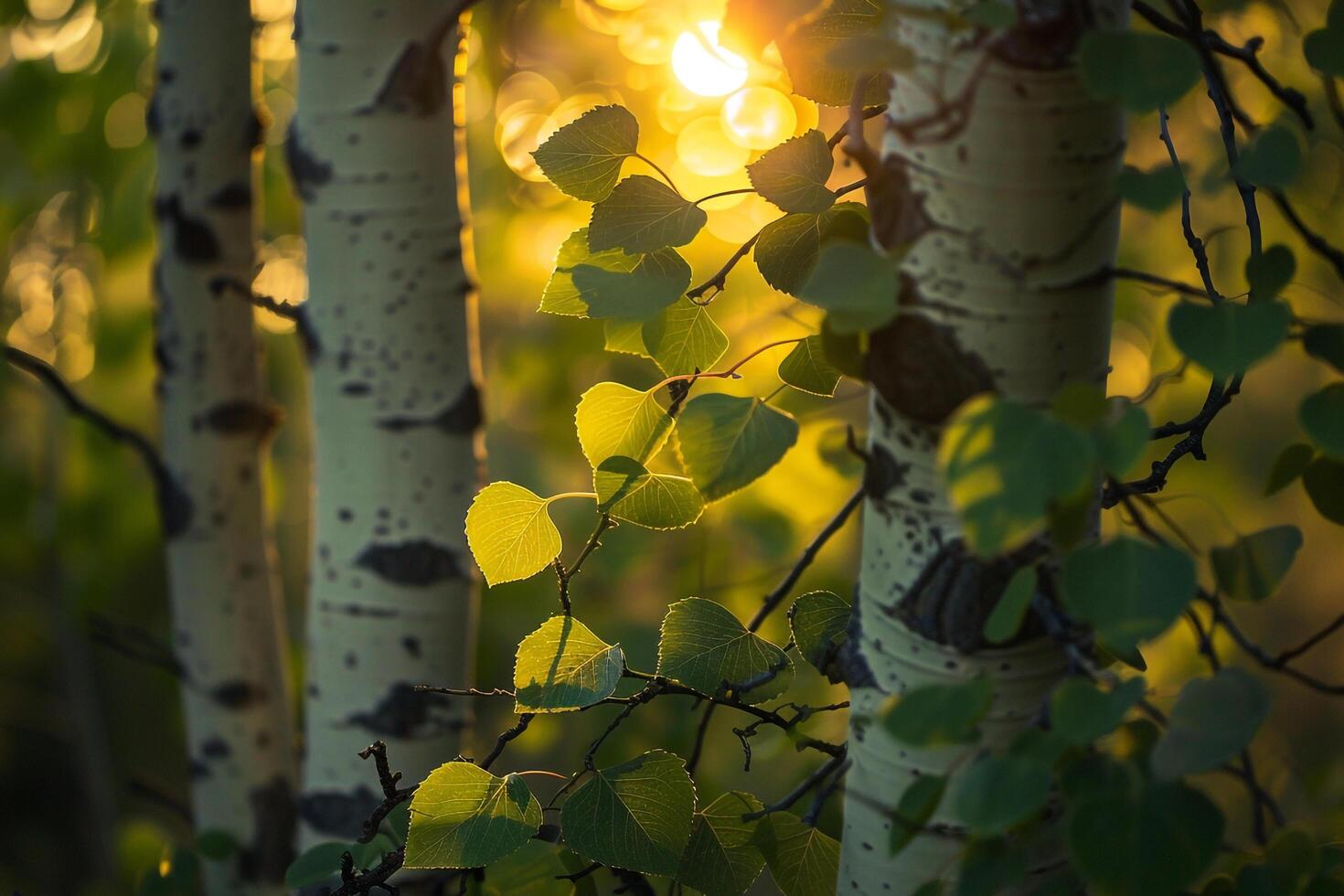 aspen trees in the sun background photo