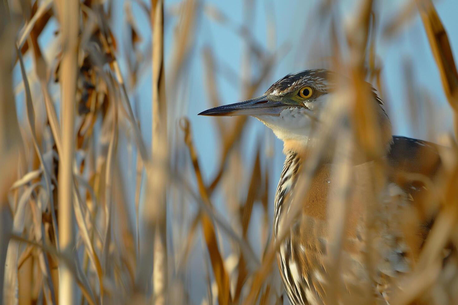 a bird is standing in tall grass background photo