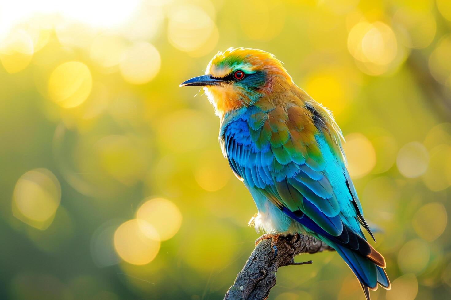 a colorful bird is sitting on a branch background photo