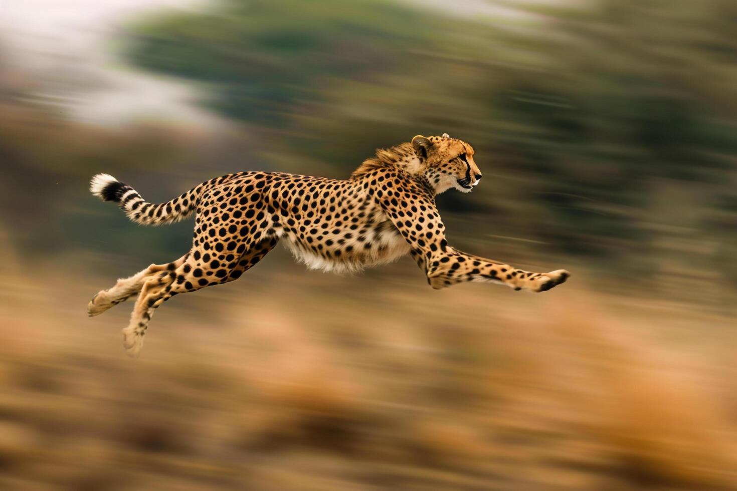 a cheetah is running in the air background photo