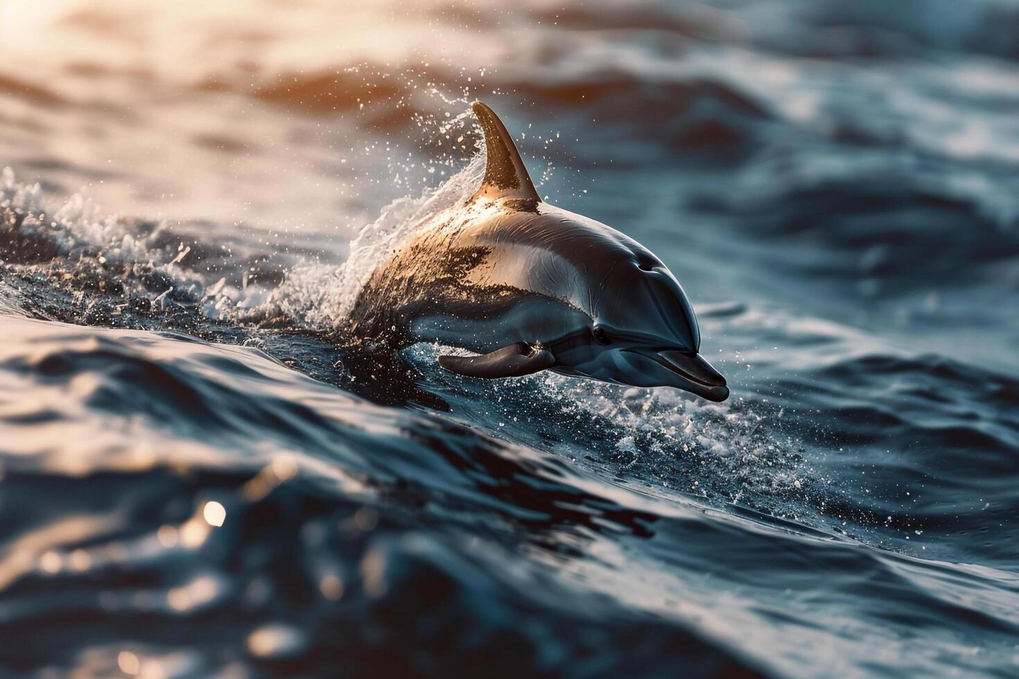a dolphin is jumping out of the water background photo