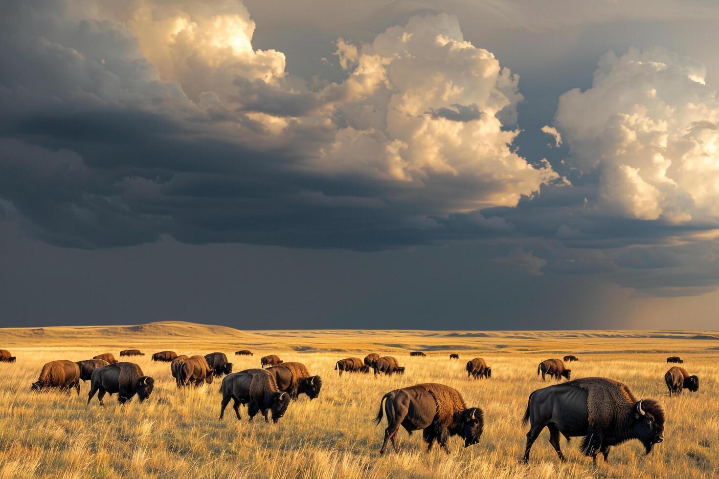 a herd of bison background photo