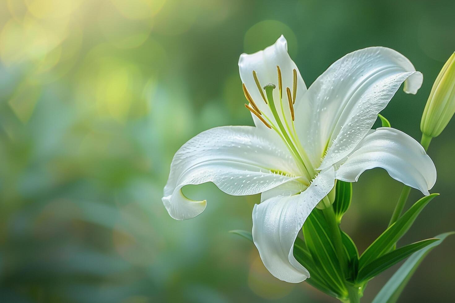 a white lily on a green background photo