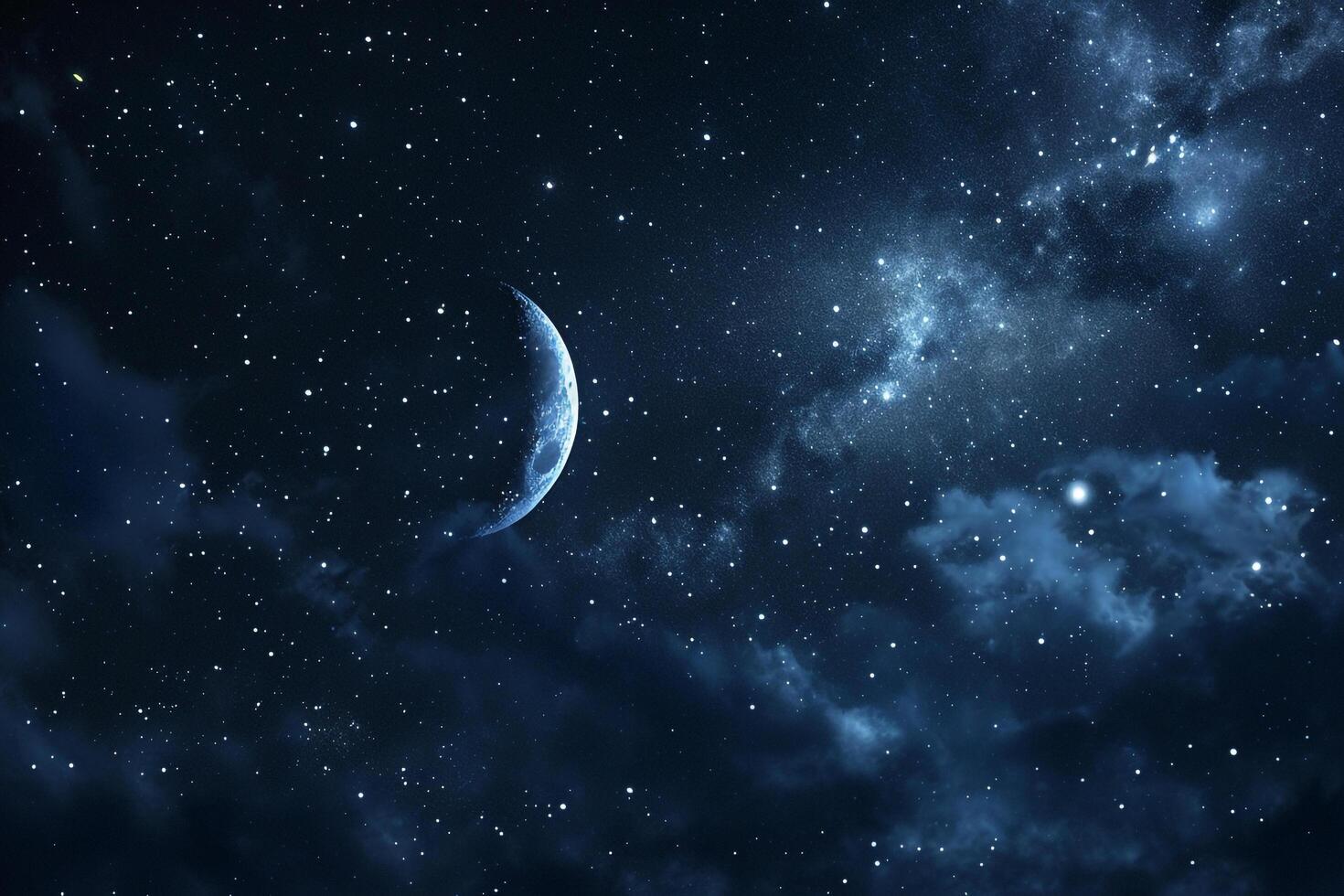 The moon and stars are seen in the night sky background photo